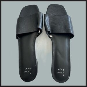 a new day Black Slide Sandals